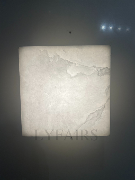 Modern Square Flush Mount Alabaster Chandelier