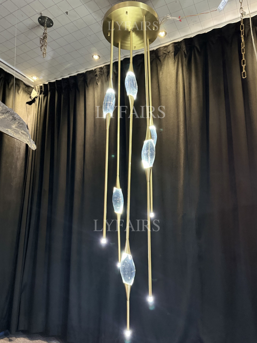Modern Stick Crystal Chandelier for Staircase/Foyer/Entryway