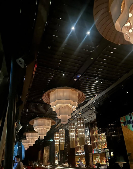 Modern Tiered Wave-edge Fabric Chandelier for Hotel/Restaurant/Living Room