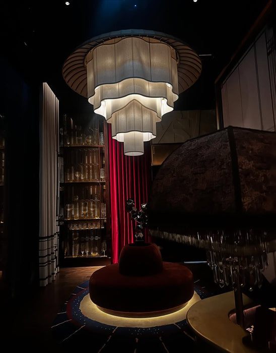 Modern Tiered Wave-edge Fabric Chandelier for Hotel/Restaurant/Living Room