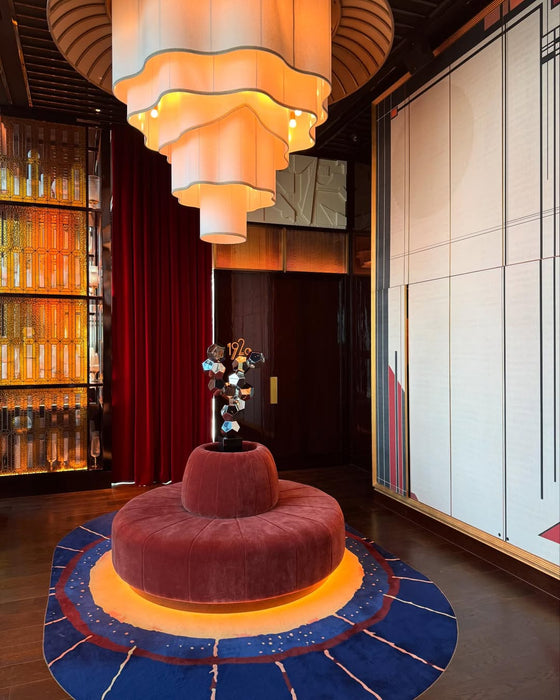 Modern Tiered Wave-edge Fabric Chandelier for Hotel/Restaurant/Living Room