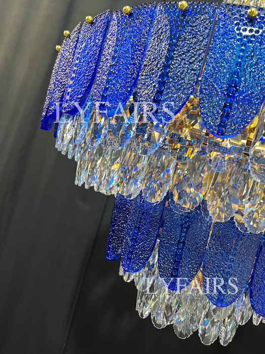 Modern Funnel Chandelier with Amber/Gray/Blue-edge for Low Ceiling