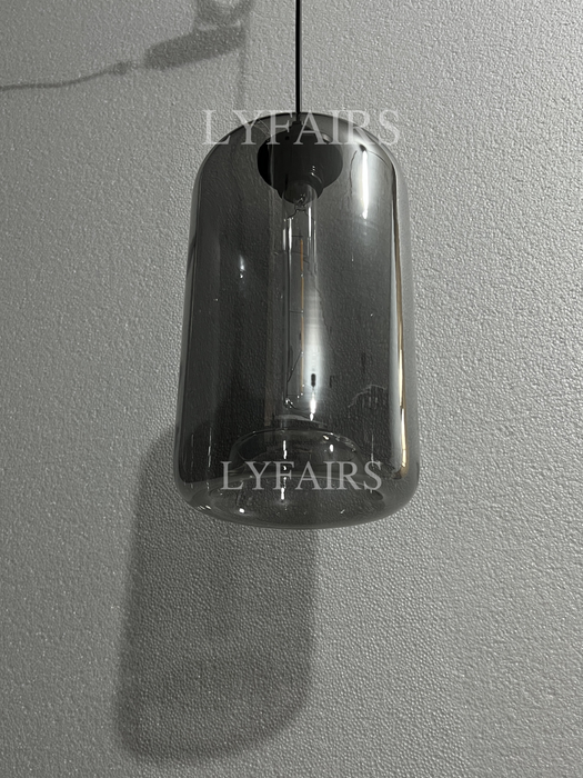 Modern Single Smoke Gray Glass Pendant