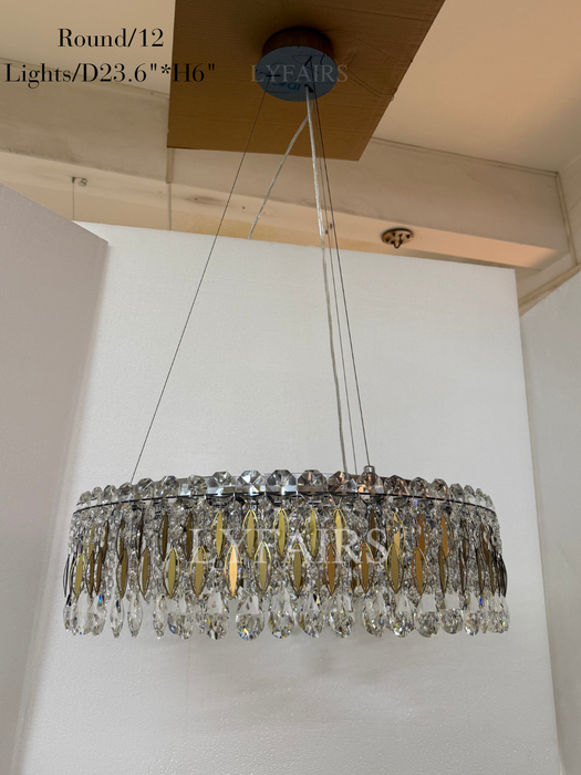 Light Luxury Crystal Beads Drum Collection Flush Mounted/Rectangle/Round Chandelier