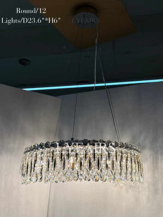 Light Luxury Crystal Beads Drum Collection Flush Mounted/Rectangle/Round Chandelier