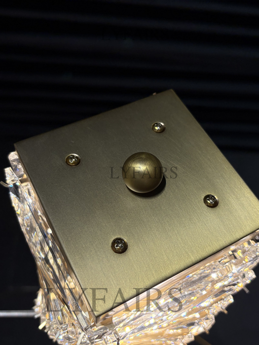 Nuovo ciondolo rettangolare di lusso Nordic Light in ottone e cristallo per sala da pranzo/isola cucina