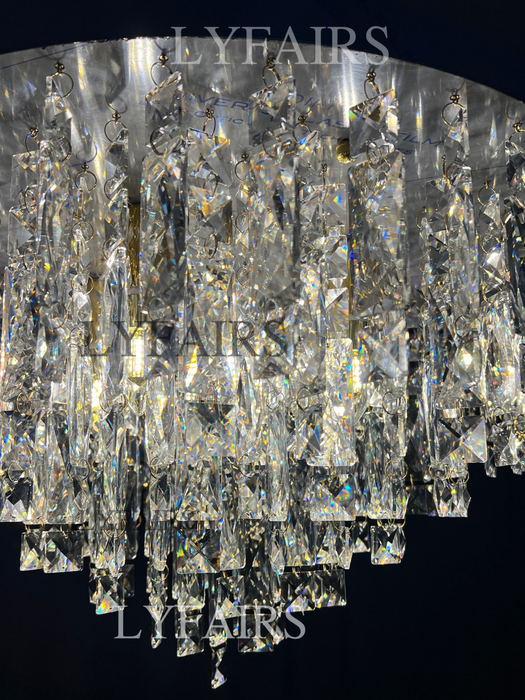 Lampadario a sospensione in cristallo di lusso oversize con montaggio a incasso per soggiorno/camera da letto