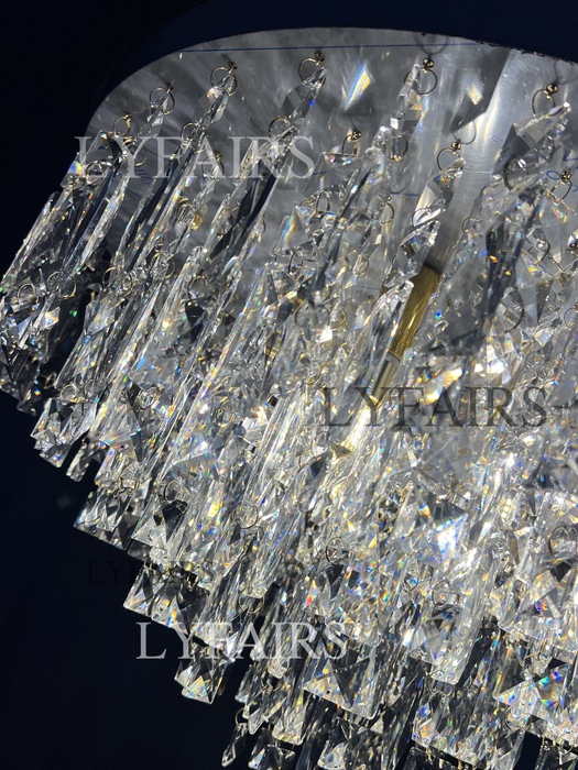 Lampadario a sospensione in cristallo di lusso oversize con montaggio a incasso per soggiorno/camera da letto