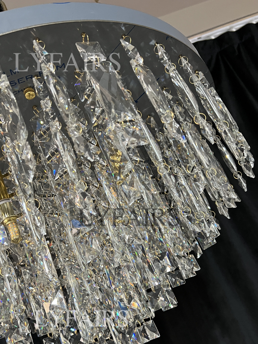 Lampadario a sospensione in cristallo di lusso oversize con montaggio a incasso per soggiorno/camera da letto