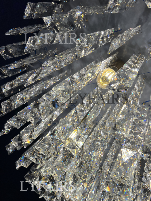 Lampadario a sospensione in cristallo di lusso oversize con montaggio a incasso per soggiorno/camera da letto