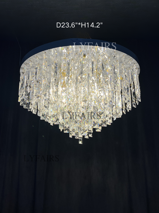 Lampadario a sospensione in cristallo di lusso oversize con montaggio a incasso per soggiorno/camera da letto