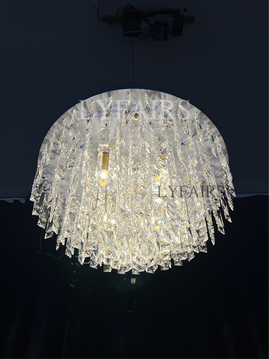 Lampadario a sospensione in cristallo di lusso oversize con montaggio a incasso per soggiorno/camera da letto