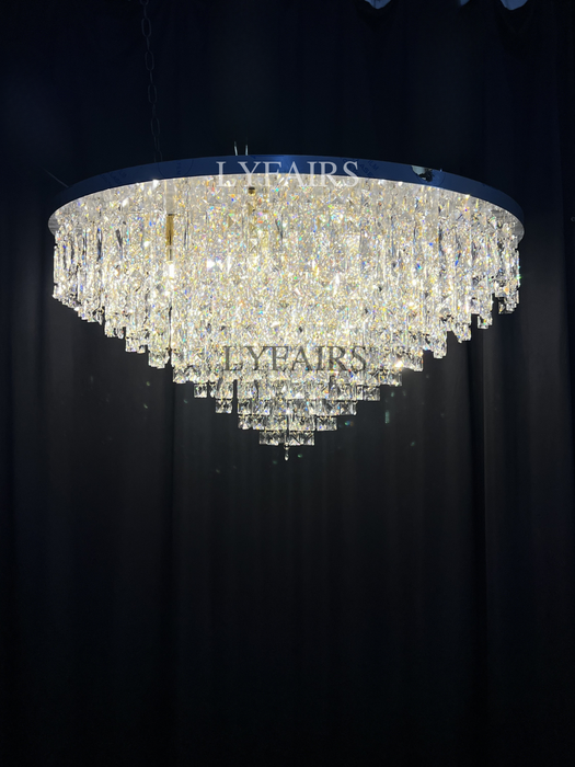 Lampadario a sospensione in cristallo di lusso oversize con montaggio a incasso per soggiorno/camera da letto