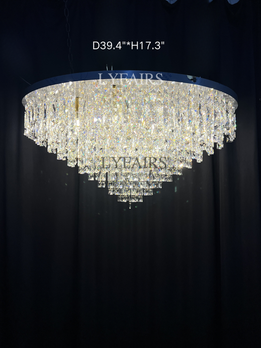 Lampadario a sospensione in cristallo di lusso oversize con montaggio a incasso per soggiorno/camera da letto