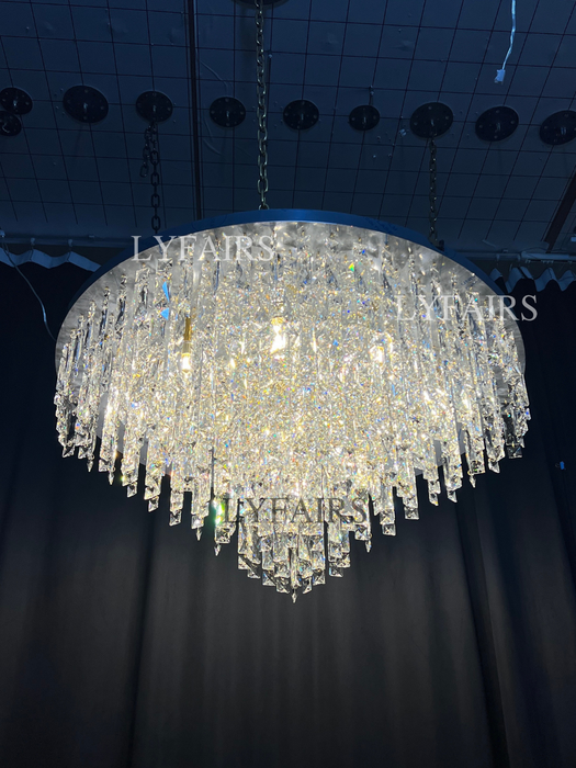 Lampadario a sospensione in cristallo di lusso oversize con montaggio a incasso per soggiorno/camera da letto