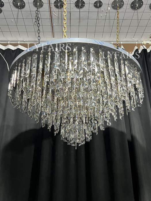 Lampadario a sospensione in cristallo di lusso oversize con montaggio a incasso per soggiorno/camera da letto