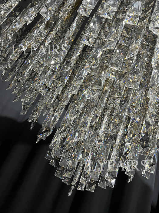 Lampadario a sospensione in cristallo di lusso oversize con montaggio a incasso per soggiorno/camera da letto