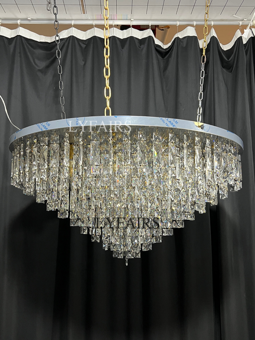 Lampadario a sospensione in cristallo di lusso oversize con montaggio a incasso per soggiorno/camera da letto