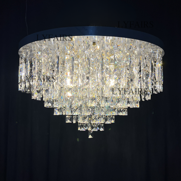 Lampadario a sospensione in cristallo di lusso oversize con montaggio a incasso per soggiorno/camera da letto