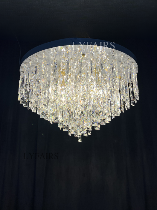 Lampadario a sospensione in cristallo di lusso oversize con montaggio a incasso per soggiorno/camera da letto