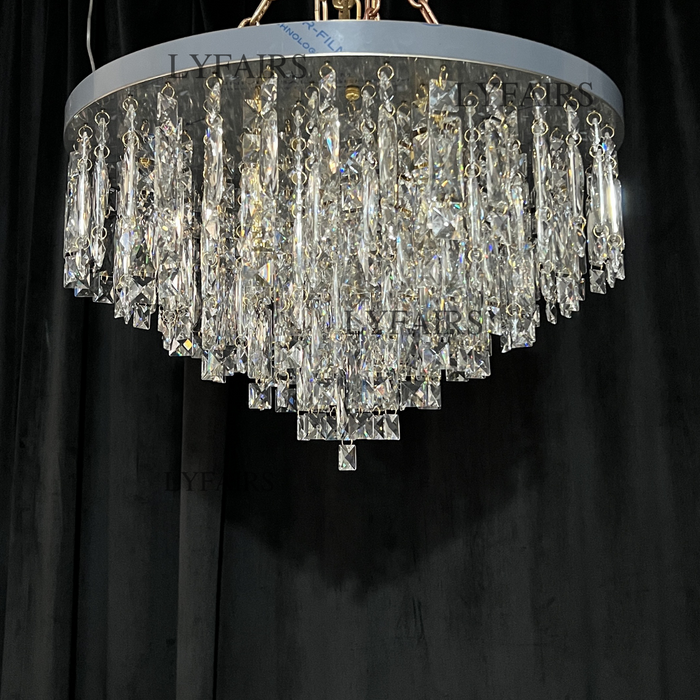 Lampadario a sospensione in cristallo di lusso oversize con montaggio a incasso per soggiorno/camera da letto