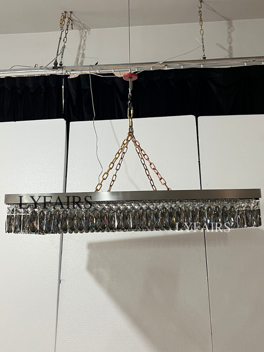 Oversize Modern Mirror Stainless Steel Crystal Pendant Flush Mount Chandelier for Living Room/Bedroom