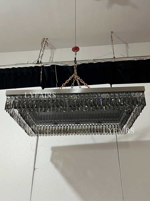 Oversize Modern Mirror Stainless Steel Crystal Pendant Flush Mount Chandelier for Living Room/Bedroom