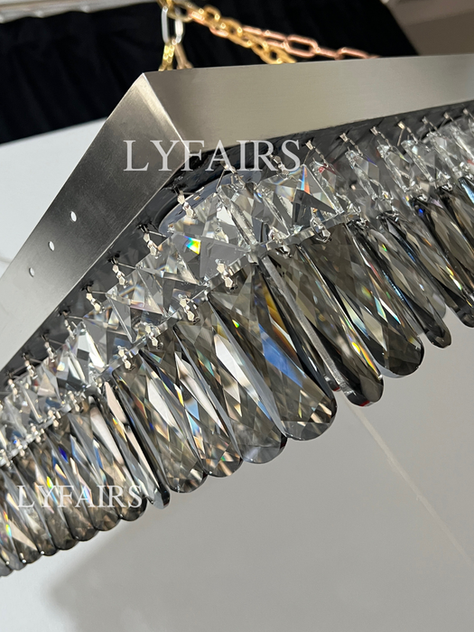 Oversize Modern Mirror Stainless Steel Crystal Pendant Flush Mount Chandelier for Living Room/Bedroom