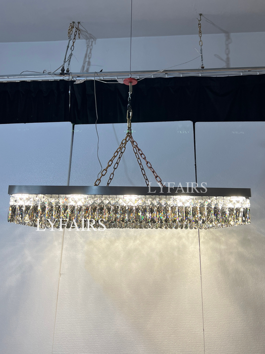Oversize Modern Mirror Stainless Steel Crystal Pendant Flush Mount Chandelier for Living Room/Bedroom