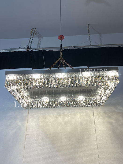 Oversize Modern Mirror Stainless Steel Crystal Pendant Flush Mount Chandelier for Living Room/Bedroom