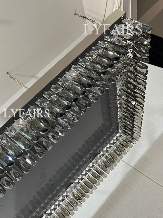 Oversize Modern Mirror Stainless Steel Crystal Pendant Flush Mount Chandelier for Living Room/Bedroom
