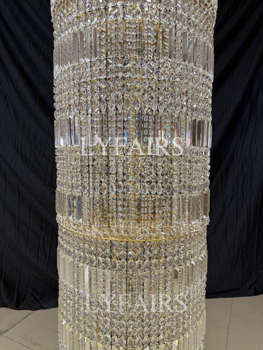 Oversized Art Designer Silver Crystal Long Ceiling Column Waterfall Chandelier