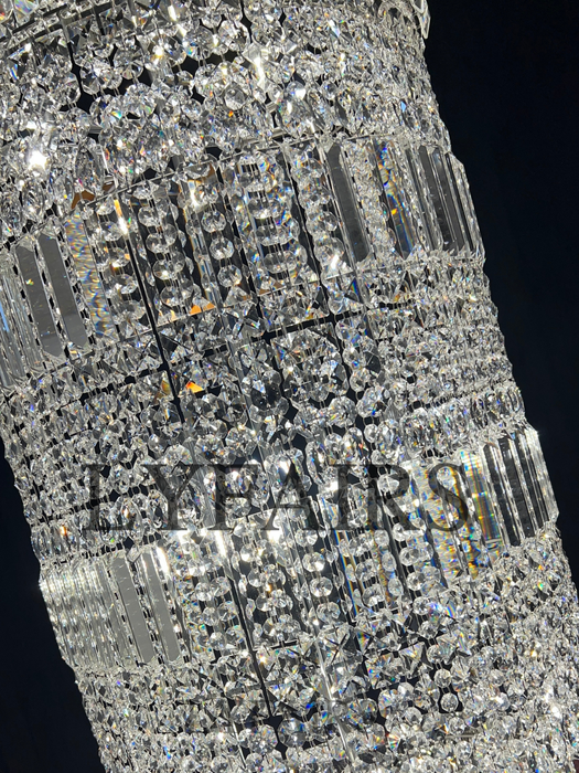 Oversized Art Designer Silver Crystal Long Ceiling Column Waterfall Chandelier