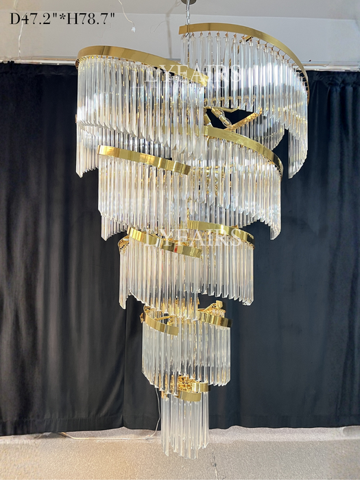 Oversized Modern Designer Creative Multi-tiered Luxury Spiral Crystal Chandelier  For High-ceiling Foyer/Entryway/Hallway