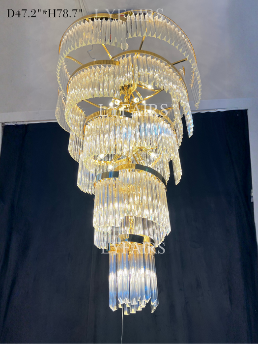 Oversized Modern Designer Creative Multi-tiered Luxury Spiral Crystal Chandelier  For High-ceiling Foyer/Entryway/Hallway