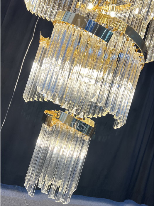 Oversized Modern Designer Creative Multi-tiered Luxury Spiral Crystal Chandelier  For High-ceiling Foyer/Entryway/Hallway