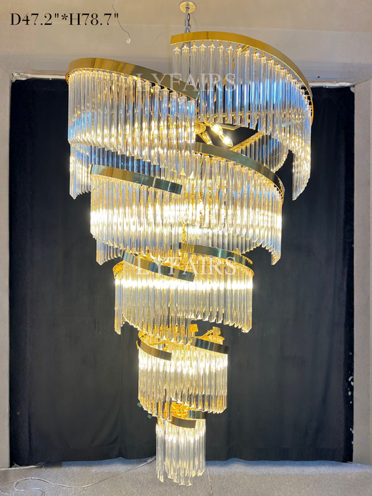 Oversized Modern Designer Creative Multi-tiered Luxury Spiral Crystal Chandelier  For High-ceiling Foyer/Entryway/Hallway