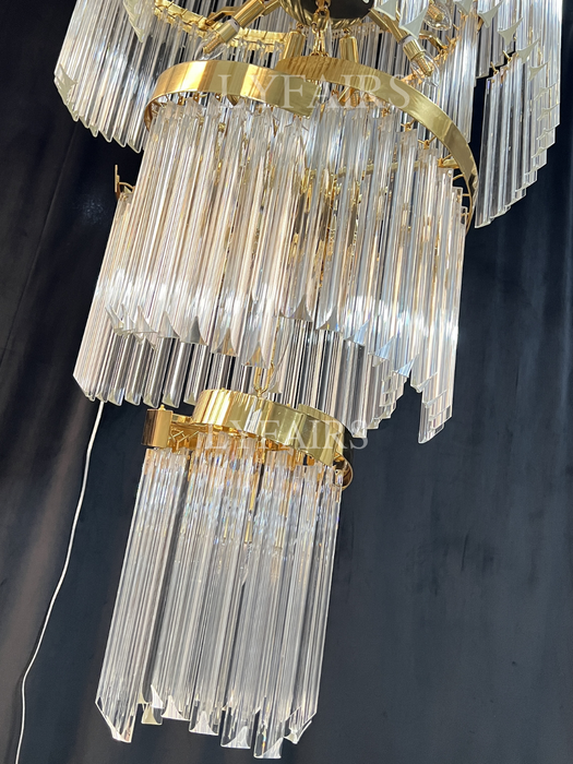 Oversized Modern Designer Creative Multi-tiered Luxury Spiral Crystal Chandelier  For High-ceiling Foyer/Entryway/Hallway