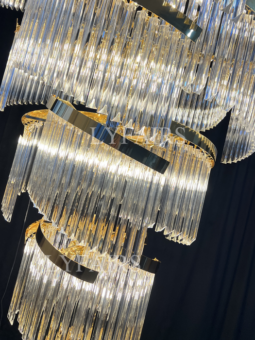 Oversized Modern Designer Creative Multi-tiered Luxury Spiral Crystal Chandelier  For High-ceiling Foyer/Entryway/Hallway