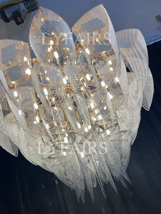 Lampadario a sospensione con nappa a catena in alluminio postmoderno di grandi dimensioni per ampio soggiorno/scala/villa