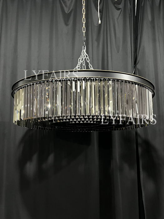 Popular Black Finish/ Smoky Gray Round Crystal Chandelier Living Room Ceiling/ Pendant Light Fixture