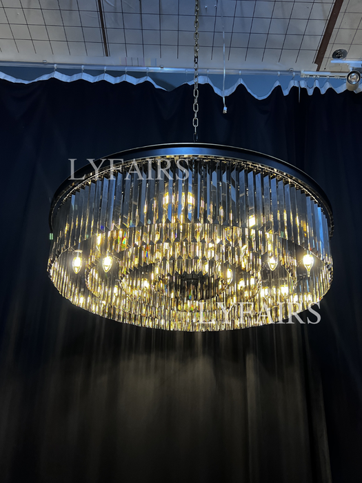 Popular Black Finish/ Smoky Gray Round Crystal Chandelier Living Room Ceiling/ Pendant Light Fixture