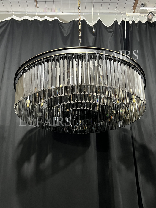 Popular Black Finish/ Smoky Gray Round Crystal Chandelier Living Room Ceiling/ Pendant Light Fixture
