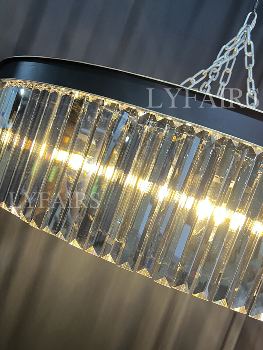 Popular Black Finish/ Smoky Gray Round Crystal Chandelier Living Room Ceiling/ Pendant Light Fixture