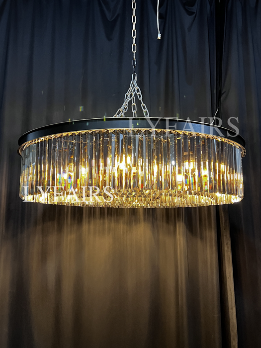 Lámpara de araña de cristal de isla de cocina de moda en acabado negro/gris ahumado Luz colgante de cadena rectangular de dos niveles/lámpara para mesa de comedor larga