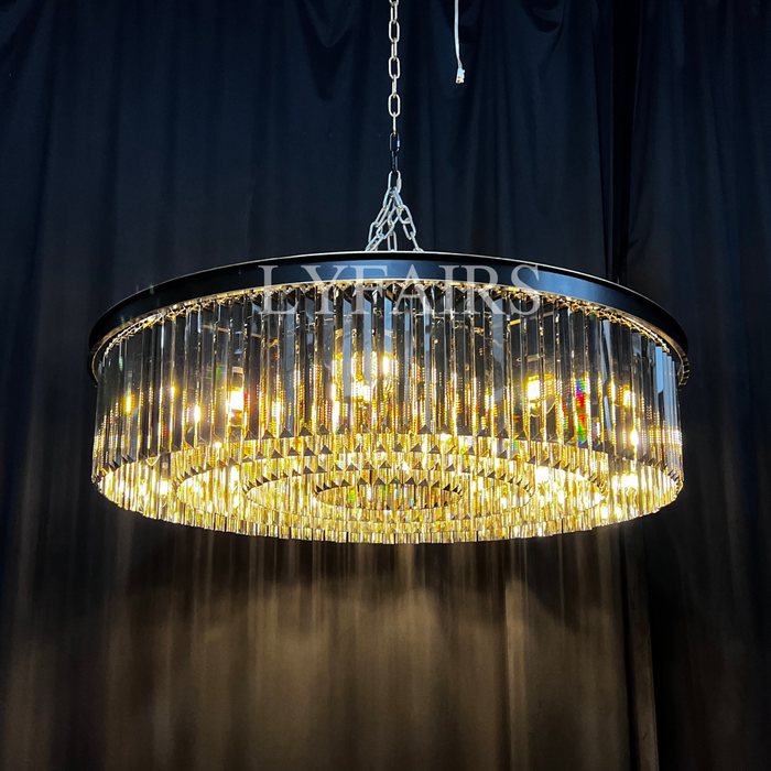 Popular Black Finish/ Smoky Gray Round Crystal Chandelier Living Room Ceiling/ Pendant Light Fixture