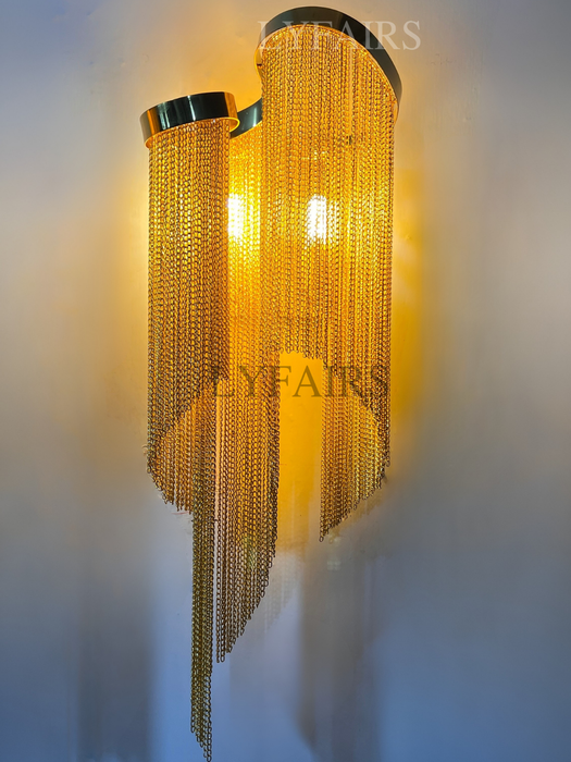 Post-Modern Extra Large Stainless Steel Tassel Wall Lamp
