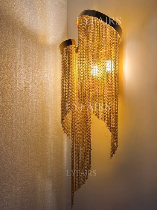 Post-Modern Extra Large Stainless Steel Tassel Wall Lamp