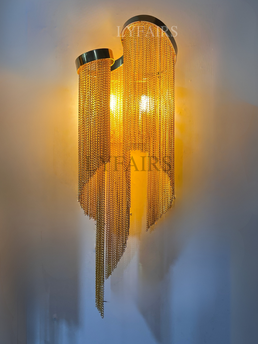 Post-Modern Extra Large Stainless Steel Tassel Wall Lamp
