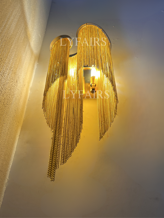 Post-Modern Extra Large Stainless Steel Tassel Wall Lamp